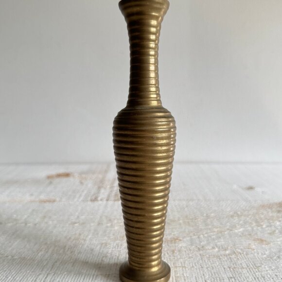 Vintage Small Brass Ringed Vase - Picture 8 of 8